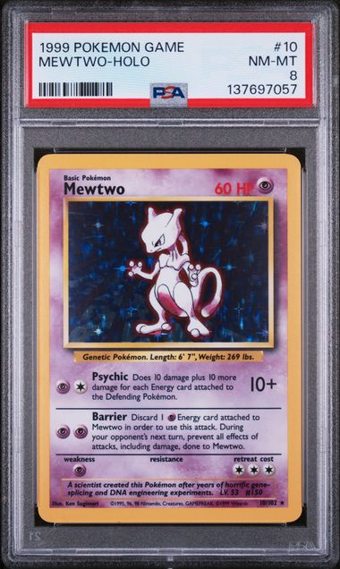 1999 POKEMON GAME #10 MEWTWO-HOLO PSA 8 - 057