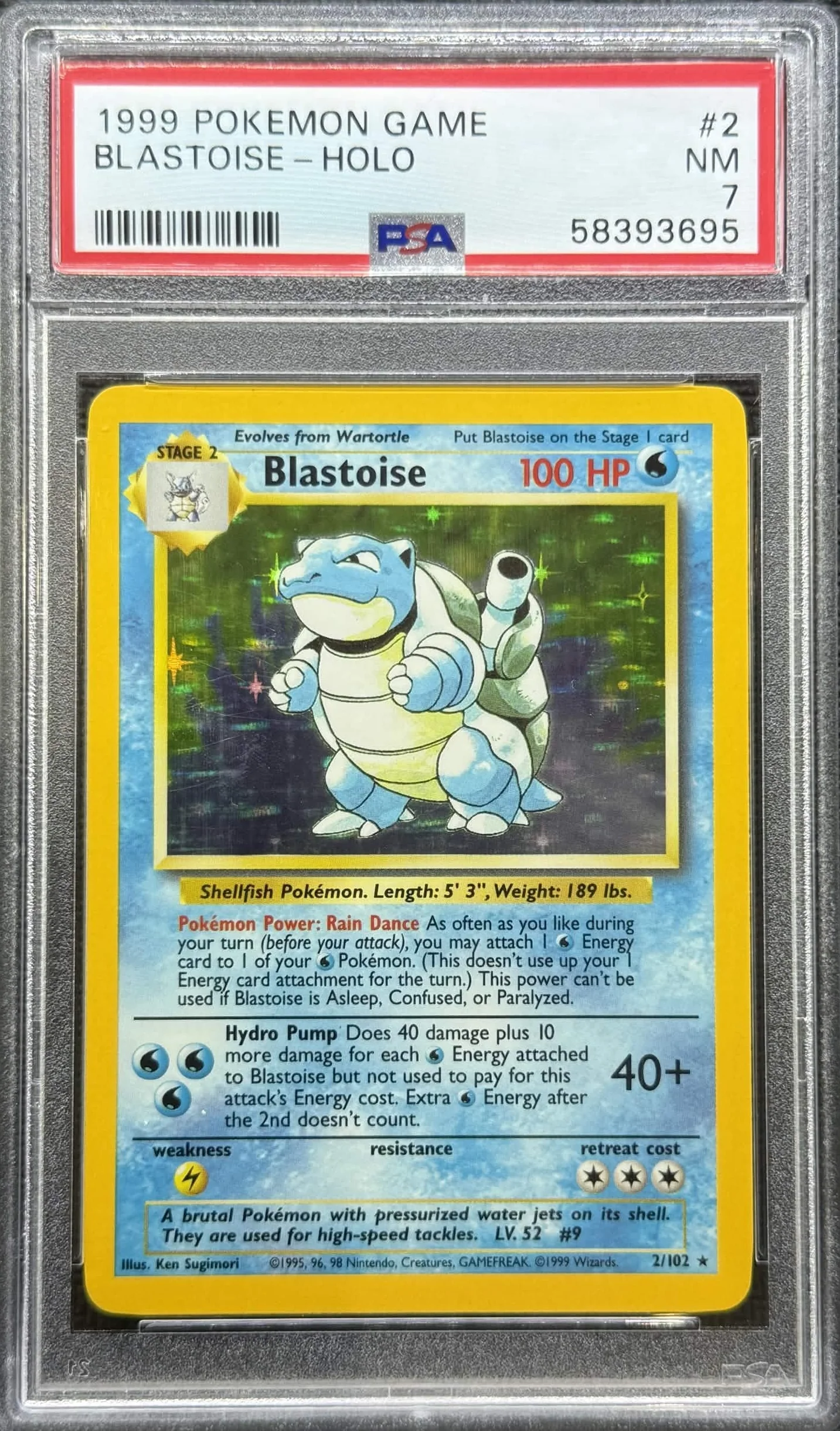 1999 POKEMON GAME #2 BLASTOISE-HOLO PSA 7 - 695