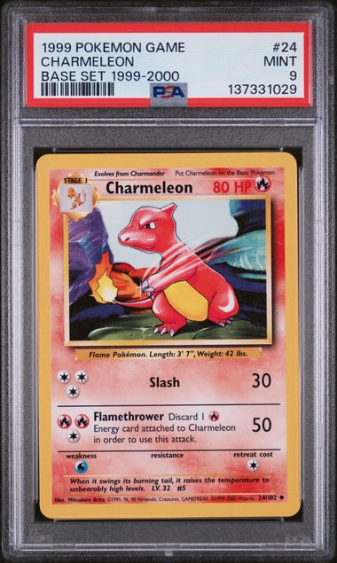 1999 POKEMON GAME #24 CHARMELEON BASE SET 1999-2000 PSA 9 - 029