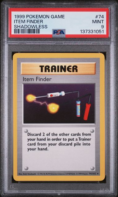 1999 POKEMON GAME #74 ITEM FINDER SHADOWLESS PSA 9 - 051