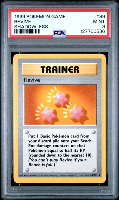 1999 POKEMON GAME #89 REVIVE SHADOWLESS PSA 9 - 536