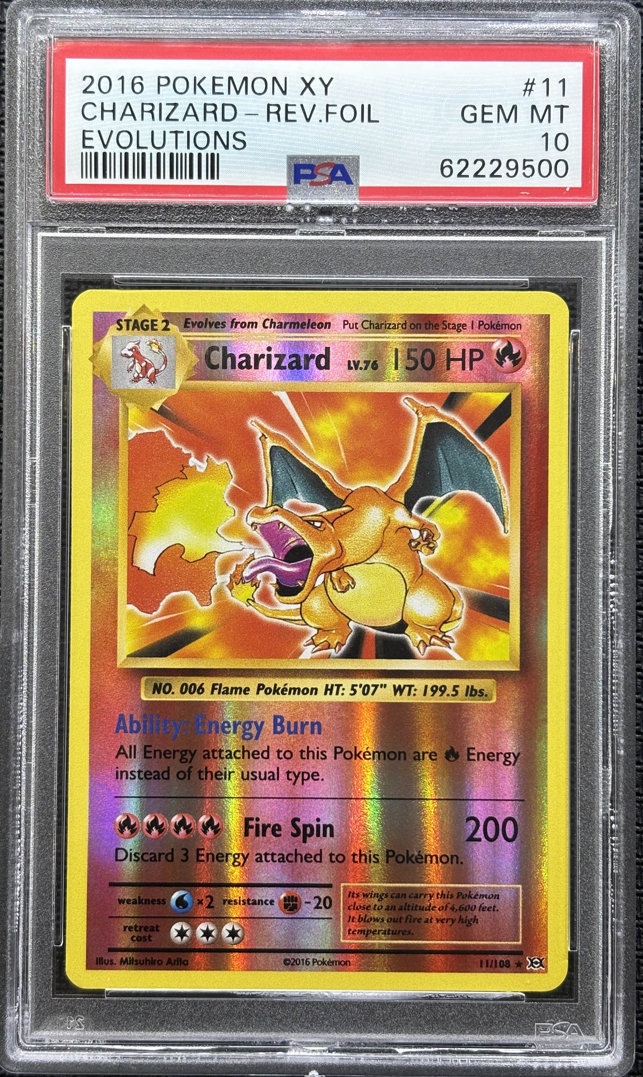2016 POKEMON XY EVOLUTIONS #11 CHARIZARD-REV.FOIL EVOLUTIONS PSA 10 - 500