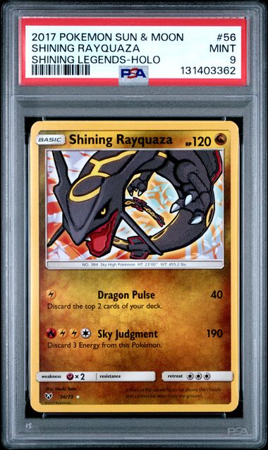 2017 POKEMON SUN & MOON SHINING LEGENDS #56 SHINING RAYQUAZA SHINING LEGENDS-HOLO PSA 9 - 362