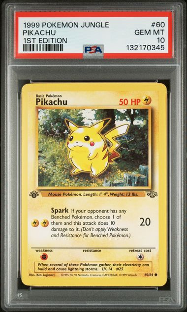 1999 POKEMON JUNGLE #60 PIKACHU 1ST EDITION PSA 10 - 345