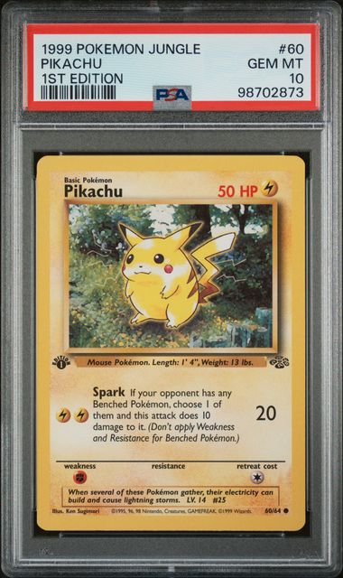 1999 POKEMON JUNGLE #60 PIKACHU 1ST EDITION PSA 10 - 873
