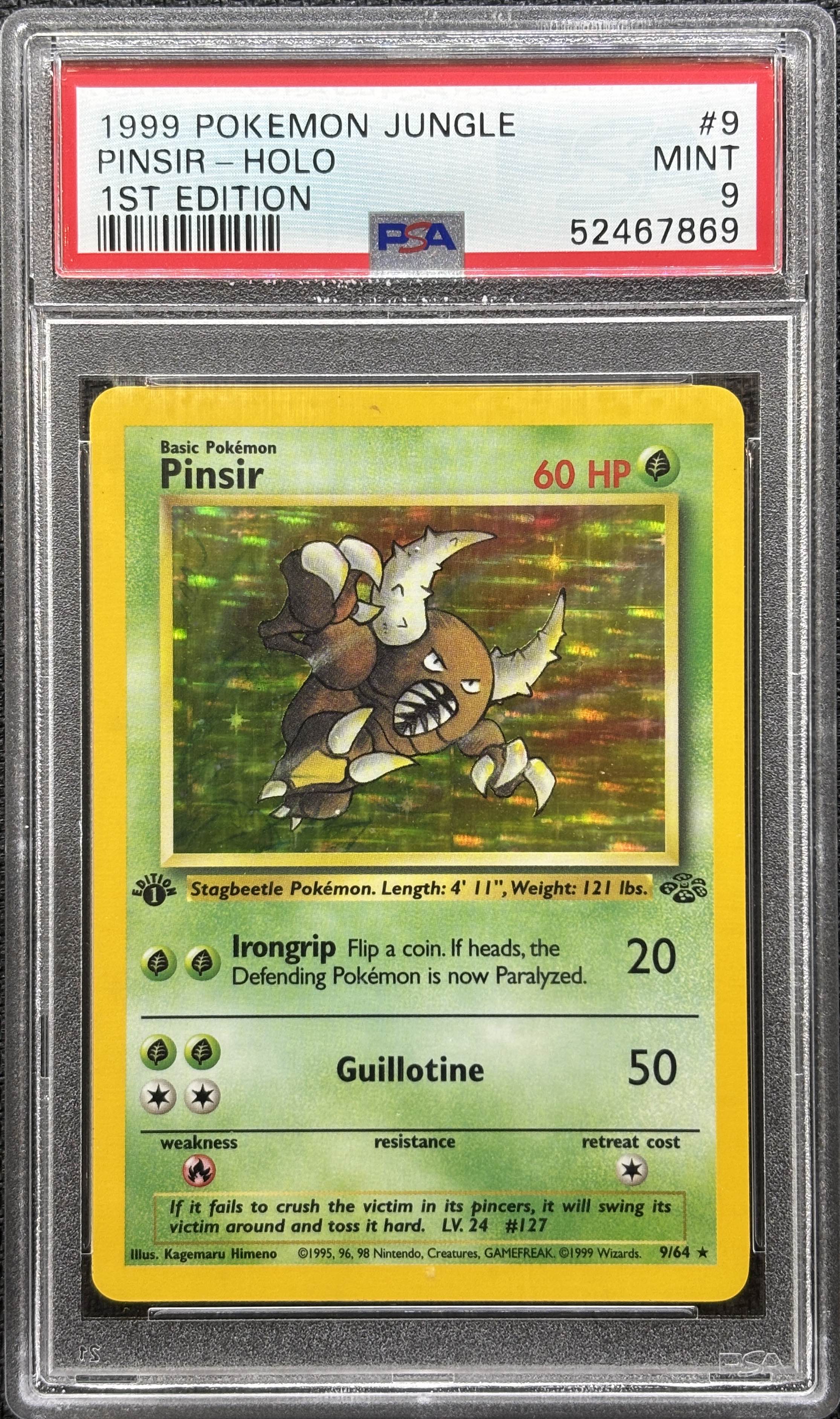1999 POKEMON JUNGLE #9 PINSIR-HOLO 1ST EDITION PSA 9 - 869