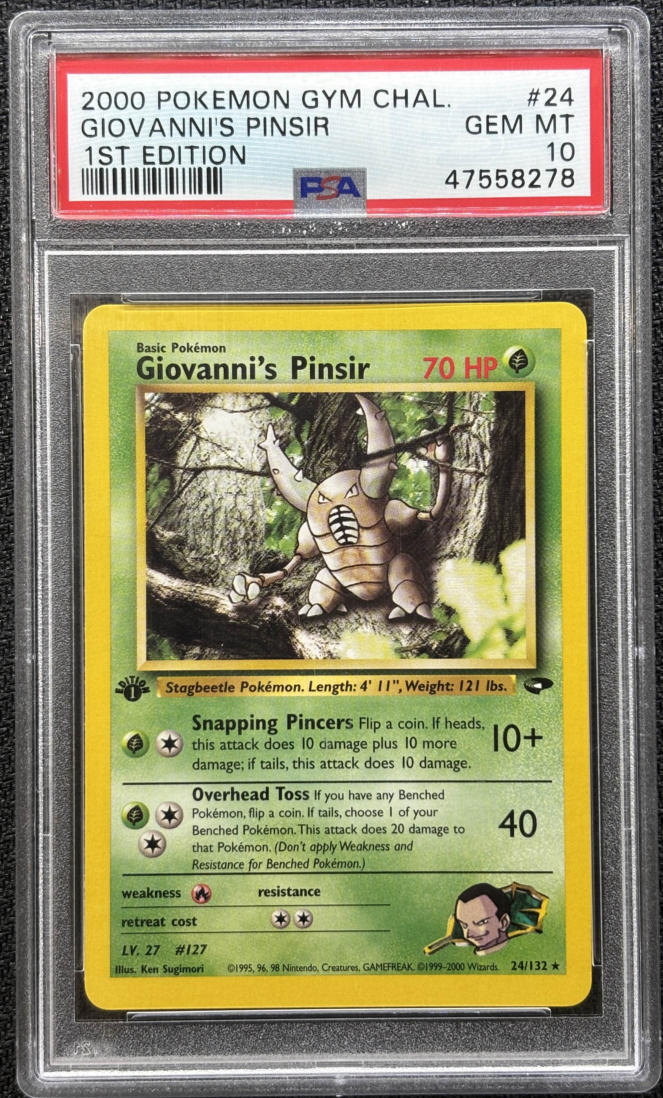 2000 POKEMON GYM CHALLENGE #24 GIOVANNI'S PINSIR 1ST EDITION PSA 10 - 278