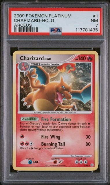 2009 POKEMON PLATINUM ARCEUS #1 CHARIZARD-HOLO ARCEUS PSA 7 - 435