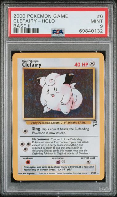 2000 POKEMON GAME BASE II #6 CLEFAIRY-HOLO BASE II PSA 9 - 132