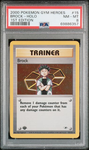 2000 POKEMON GYM HEROES #15 BROCK-HOLO 1ST EDITION PSA 8 - 357