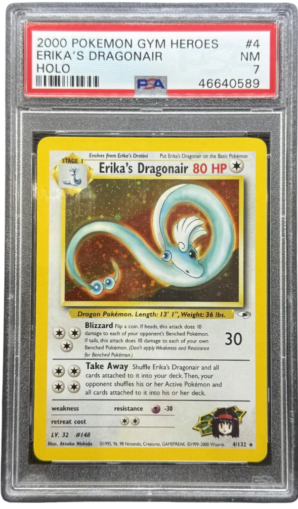2000 POKEMON GYM HEROES #4 ERIKA'S DRAGONAIR HOLO PSA 7 - 589