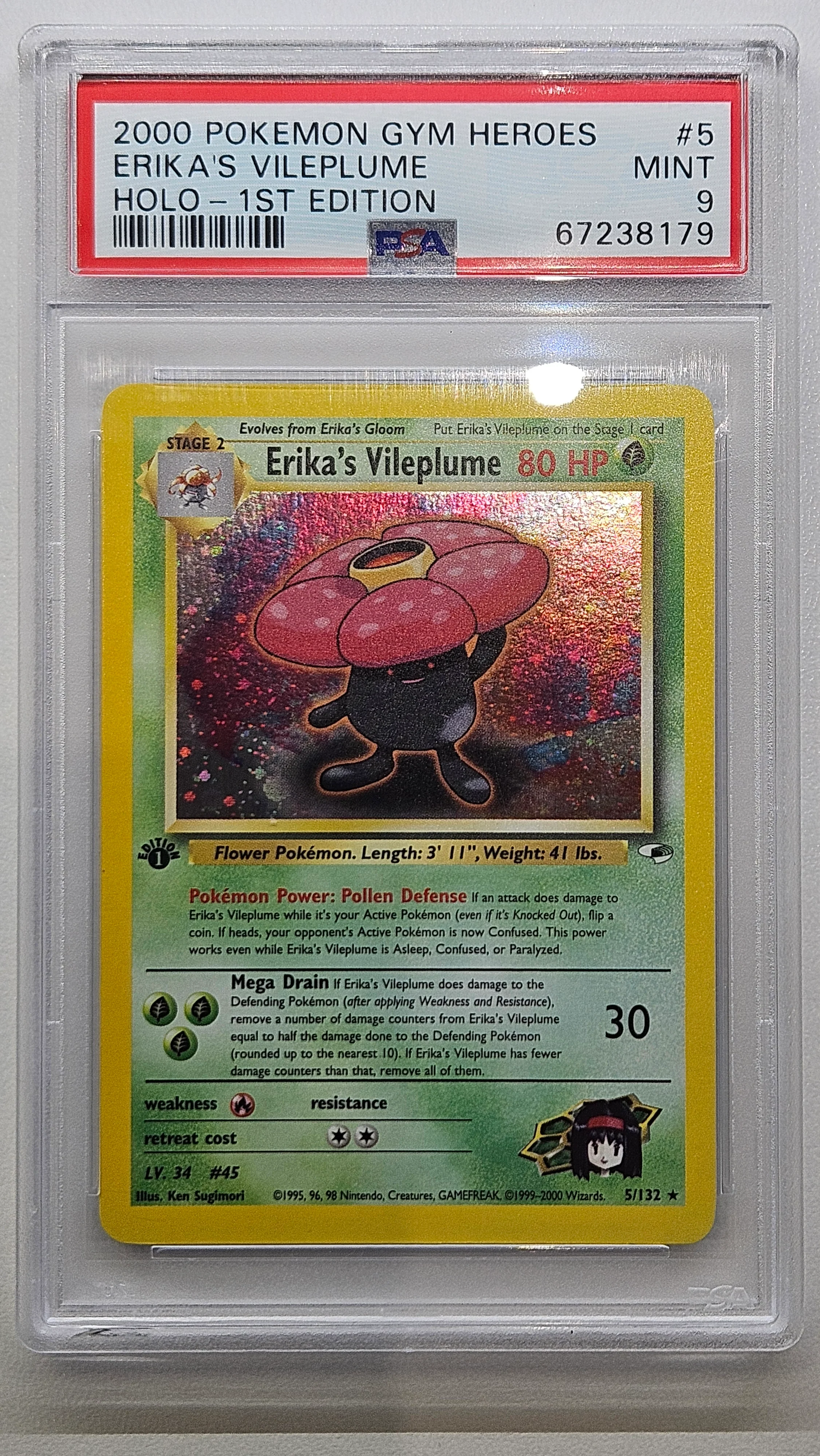 2000 POKEMON GYM HEROES #5 ERIKA'S VILEPLUME HOLO-1ST EDITION PSA 9 - 179