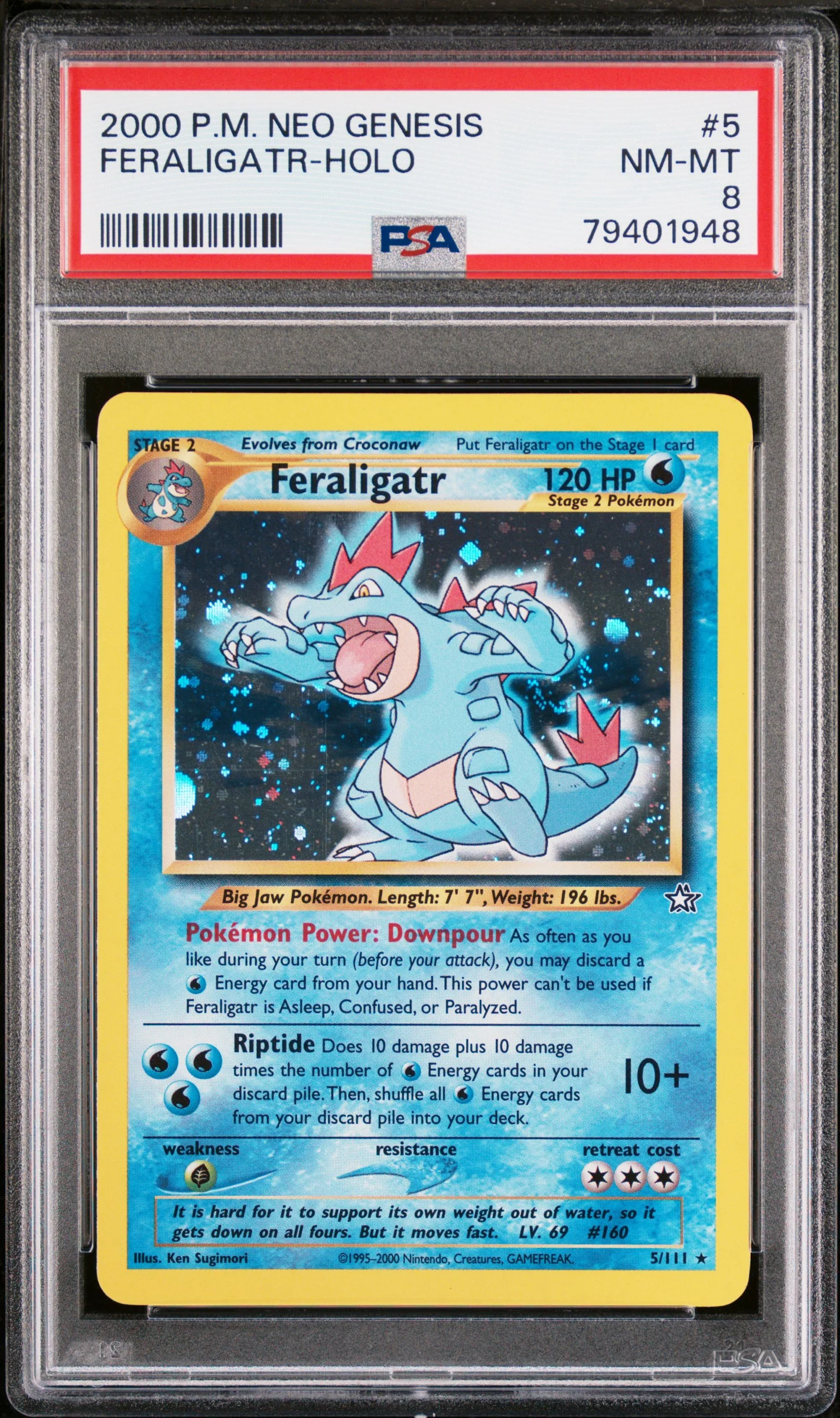 2000 P.M. NEO GENESIS FERALIGATR-HOLO #5 PSA 8 - 948