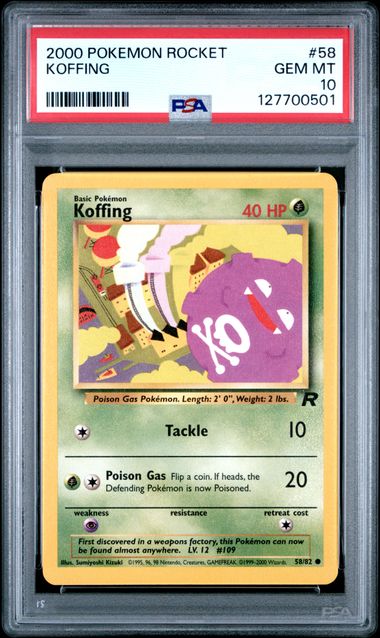 2000 POKEMON ROCKET #58 KOFFING PSA 10 - 501