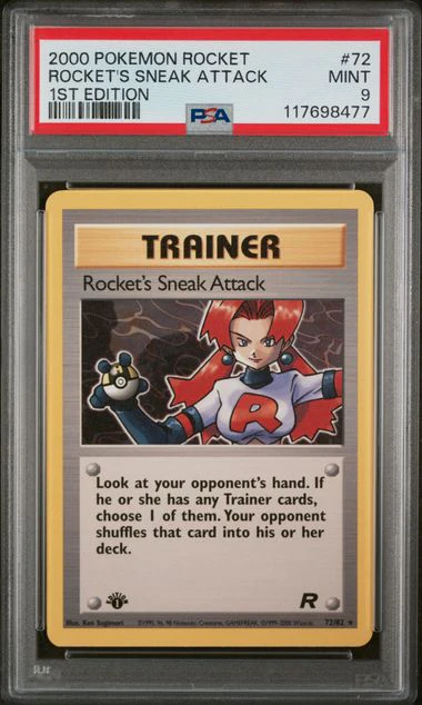 2000 POKEMON ROCKET #72 ROCKET'S SNEAK ATTACK 1ST EDITION PSA 9 - 477