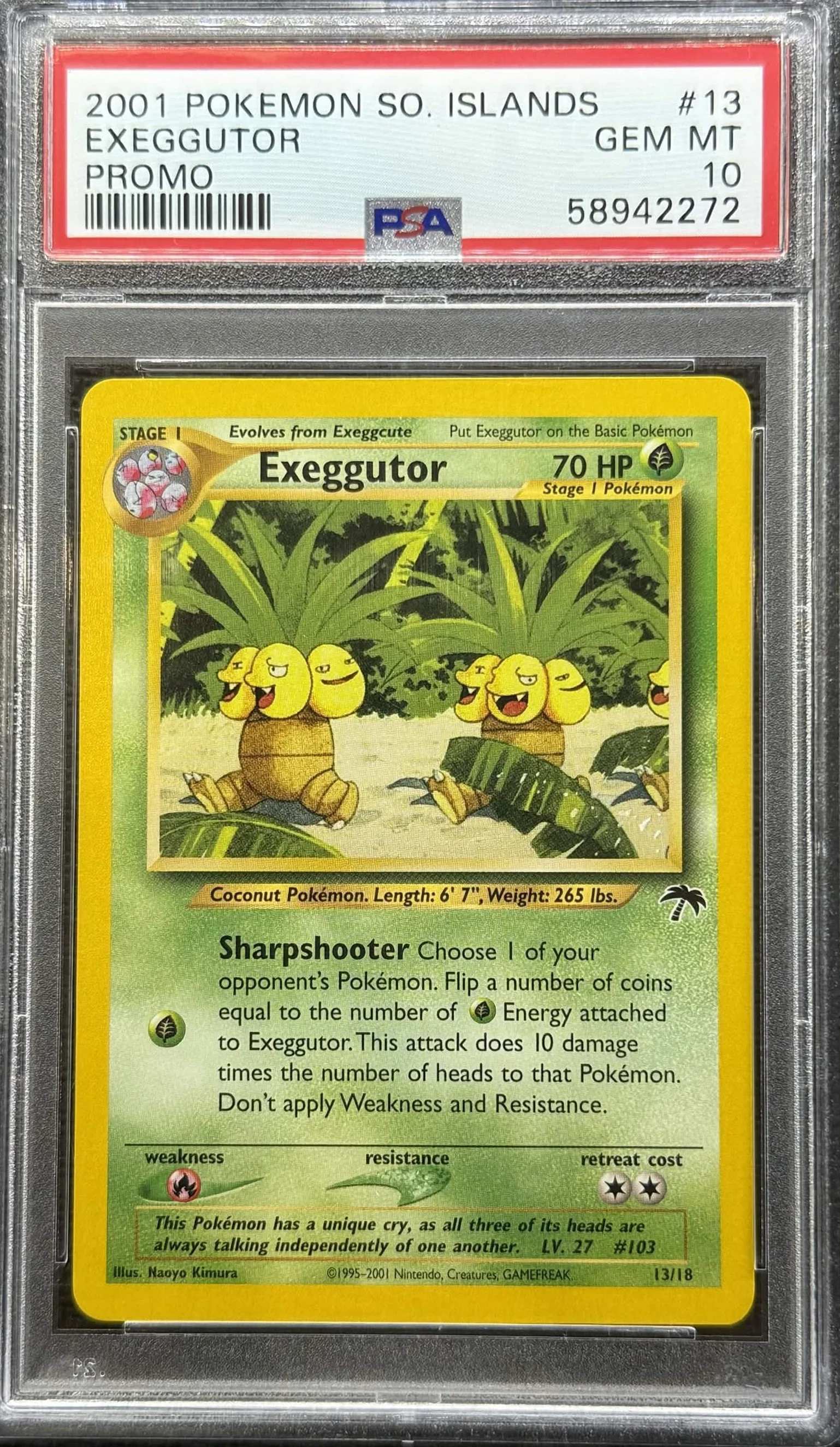 2001 POKEMON SOUTHERN ISLANDS PROMO #13 EXEGGUTOR PROMO PSA 10 - 272