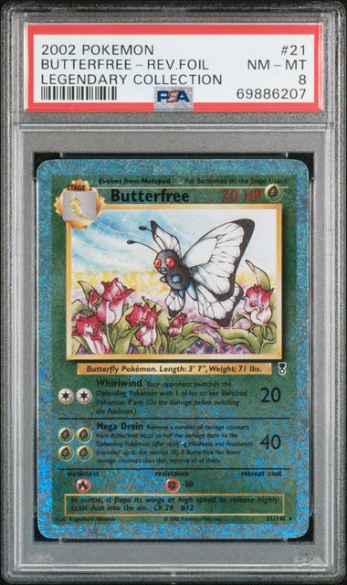 2002 POKEMON LEGENDARY COLLECTION #21 BUTTERFREE-REV.FOIL LEGENDARY COLLECTION PSA 8 - 207