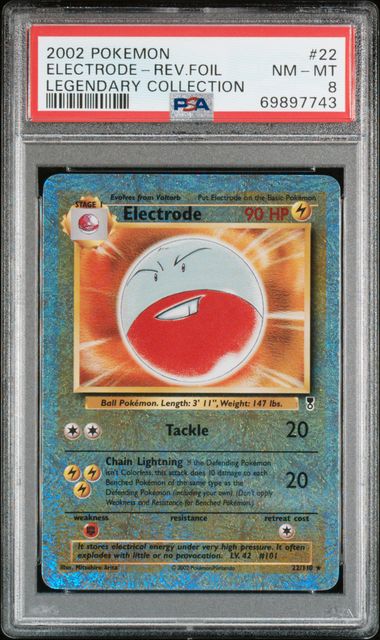 2002 POKEMON LEGENDARY COLLECTION #22 ELECTRODE-REV.FOIL LEGENDARY COLLECTION PSA 8  - 743