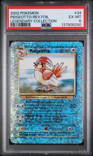 2002 POKEMON LEGENDARY COLLECTION #34 PIDGEOTTO-REV.FOIL LEGENDARY COLLECTION PSA 6 - 290