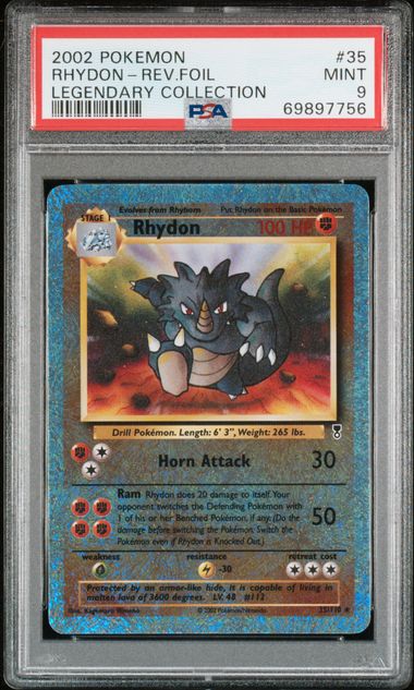 2002 POKEMON LEGENDARY COLLECTION #35 RHYDON-REV.FOIL LEGENDARY COLLECTION PSA 9 - 756