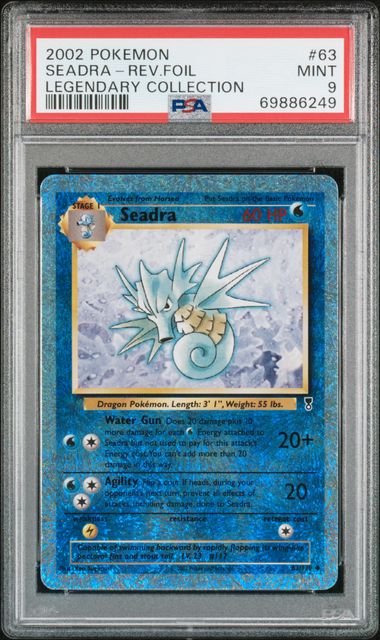 2002 POKEMON LEGENDARY COLLECTION #63 SEADRA-REV.FOIL LEGENDARY COLLECTION PSA 9 - 249