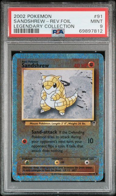 2002 POKEMON LEGENDARY COLLECTION #91 SANDSHREW-REV.FOIL LEGENDARY COLLECTION PSA 9 - 812