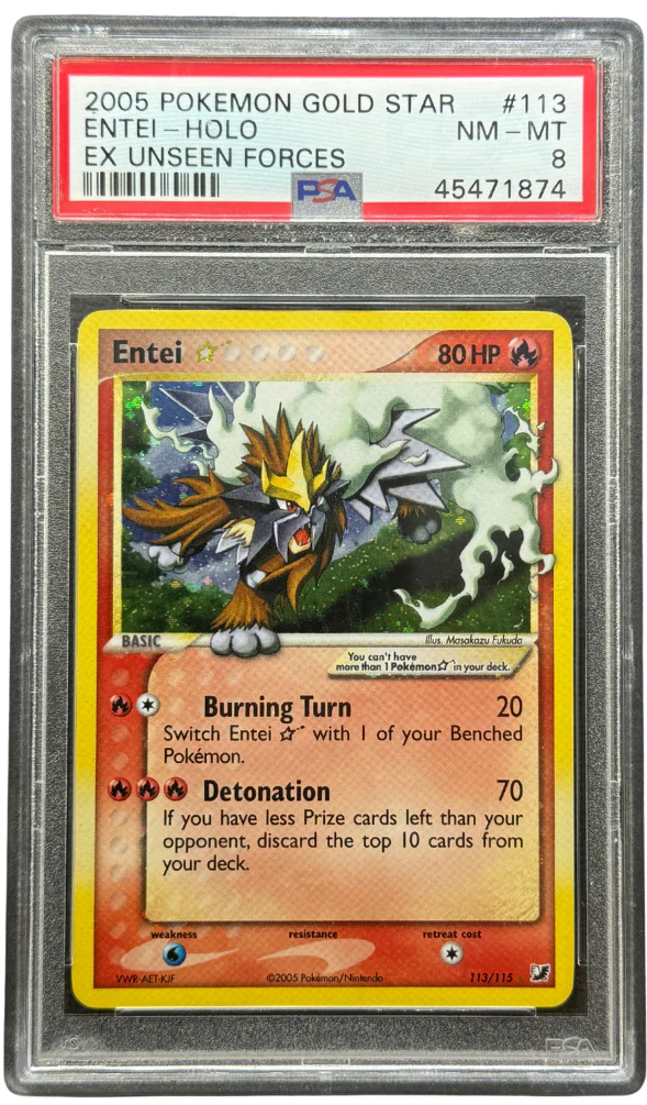 2005 POKEMON EX UNSEEN FORCES #113 ENTEI-HOLO EX UNSEEN FORCES PSA 8 - 874