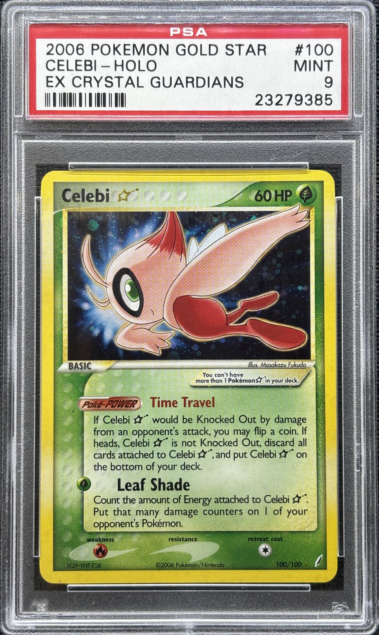 2006 POKEMON EX CRYSTAL GUARDIANS #100 CELEBI-HOLO EX CRYSTAL GUARDIANS PSA 9 - 385