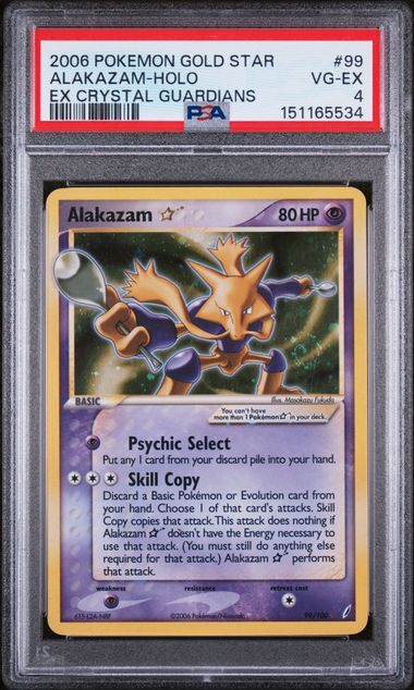2006 POKEMON EX CRYSTAL GUARDIANS #99 ALAKAZAM-HOLO EX CRYSTAL GUARDIANS PSA 4 - 534