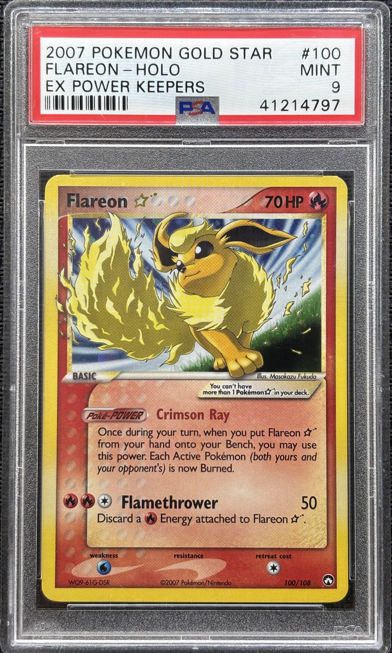 2007 POKEMON EX POWER KEEPERS #100 FLAREON-HOLO EX POWER KEEPERS PSA 9 - 797