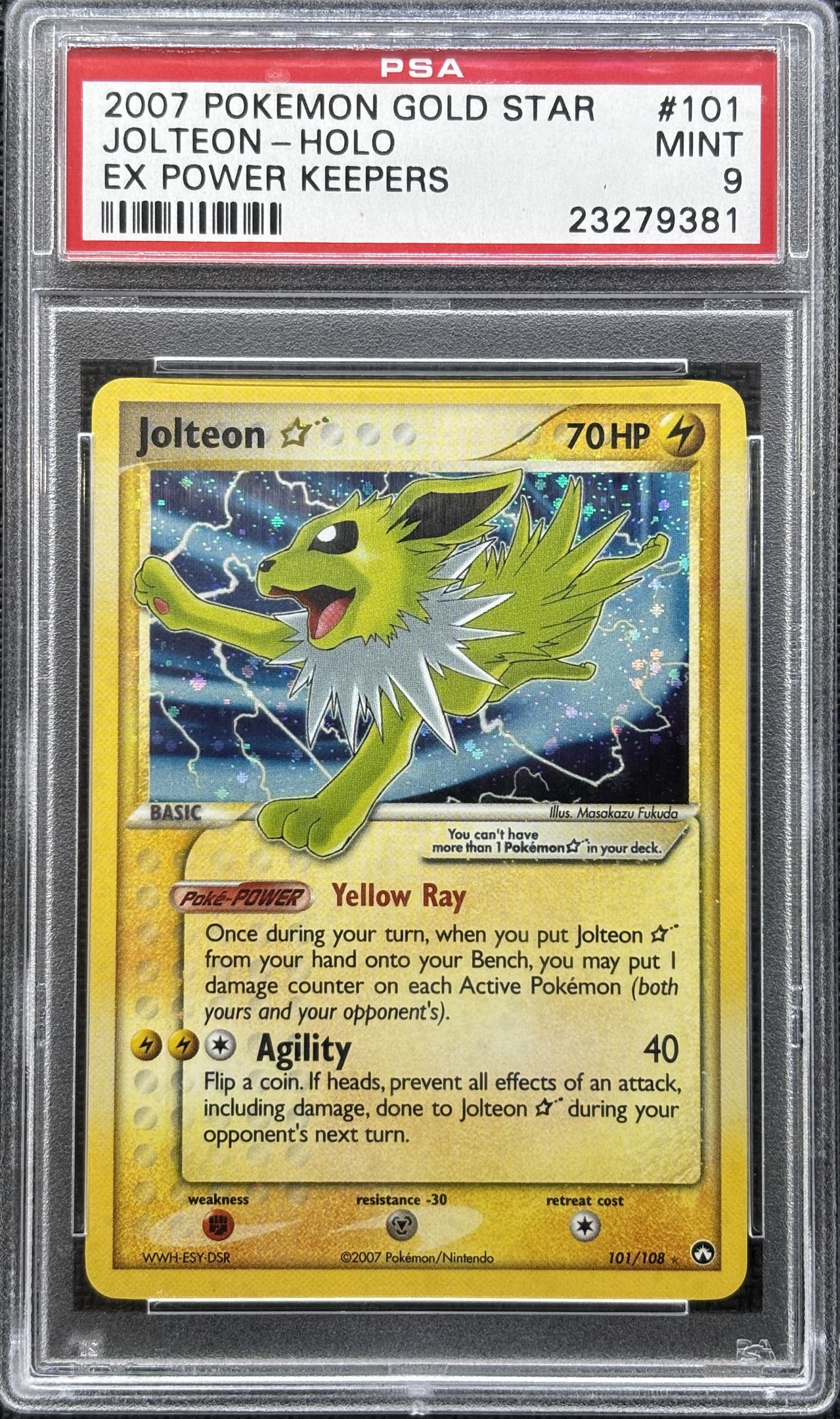 2007 POKEMON EX POWER KEEPERS #101 JOLTEON-HOLO EX POWER KEEPERS PSA 9 - 381