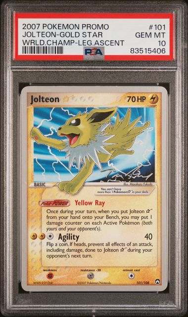 2007 POKEMON WORLD CHAMPIONSHIPS PROMO #101 JOLTEON-GOLD STAR WRLD.CHAMP-LEG.ASCENT PSA 10 - 406