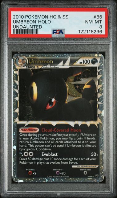 2010 POKEMON HEARTGOLD & SOULSILVER UNDAUNTED #86 UMBREON-HOLO UNDAUNTED PSA 8 - 236