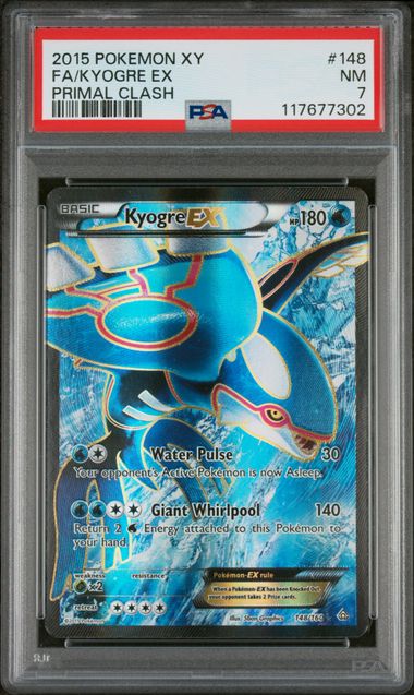 2015 POKEMON XY FULL ART KYOGRE EX PRIMAL CLASH #148 PSA 7 - 302