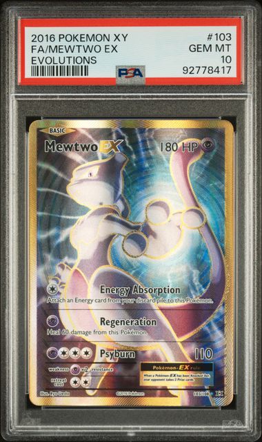 2016 POKEMON XY EVOLUTIONS #103 FA/MEWTWO EX EVOLUTIONS PSA 10 - 417