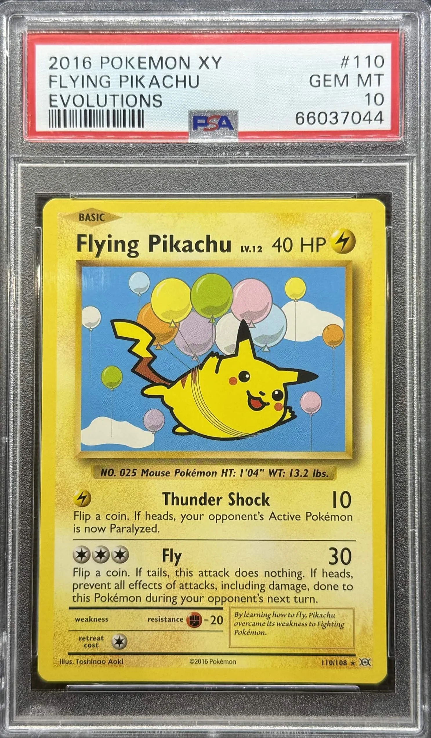 2016 POKEMON XY EVOLUTIONS #110 FLYING PIKACHU EVOLUTIONS PSA 10 - 044