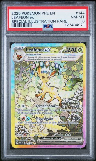 POKEMON 2025 POKEMON PRE EN-PRISMATIC EVOLUTIONS #144 LEAFEON ex SPECIAL ILLUSTRATION RARE PSA 8 - 971