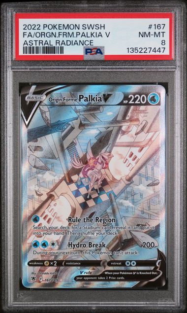 2022 POKEMON SWORD & SHIELD ASTRAL RADIANCE #167 FA/ORGN.FRM.PALKIA V ASTRAL RADIANCE PSA 8 - 447