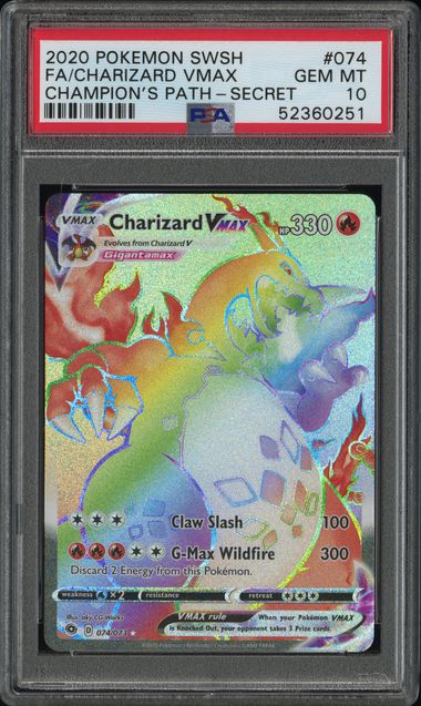 2020 POKEMON SWORD & SHIELD CHAMPION'S PATH #074 FA/CHARIZARD VMAX CHAMPION'S PATH-SECRET PSA 10 - 251