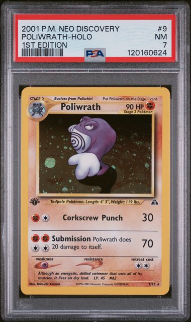 2001 POKEMON NEO DISCOVERY #9 POLIWRATH-HOLO 1ST EDITION PSA 7 - 624