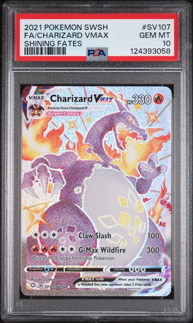 2021 POKEMON SWORD & SHIELD SHINING FATES #SV107 FA/CHARIZARD VMAX SHINING FATES PSA 10 - 058