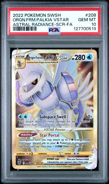 2022 POKEMON SWORD & SHIELD ASTRAL RADIANCE #208 ORGN.FRM.PALKIA VSTAR ASTRAL RADIANCE-SCR-FAV PSA 10 - 519
