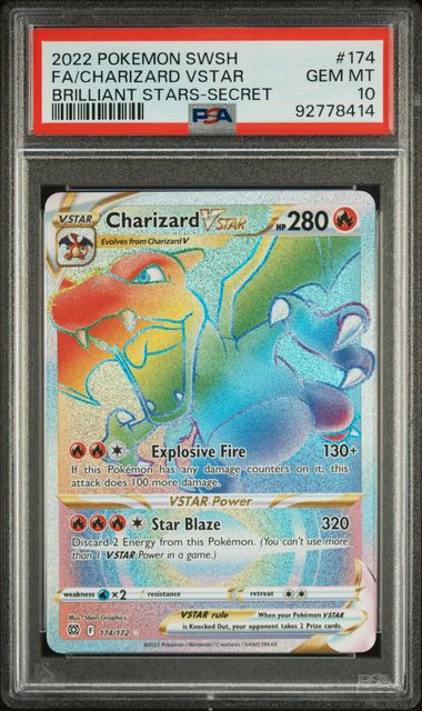 2022 POKEMON SWORD & SHIELD BRILLIANT STARS #174 FA/CHARIZARD VSTAR BRILLIANT STARS-SECRET PSA 10 - 414