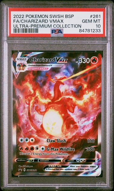 2022 POKEMON SWSH BLACK STAR PROMO #261 FA/CHARIZARD VMAX ULTRA-PREMIUM COLLECTION PSA 10 - 233