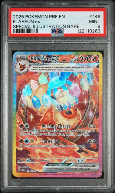 2025 POKEMON PRE EN-PRISMATIC EVOLUTIONS #146 FLAREON ex SPECIAL ILLUSTRATION RARE PSA 9 - 263