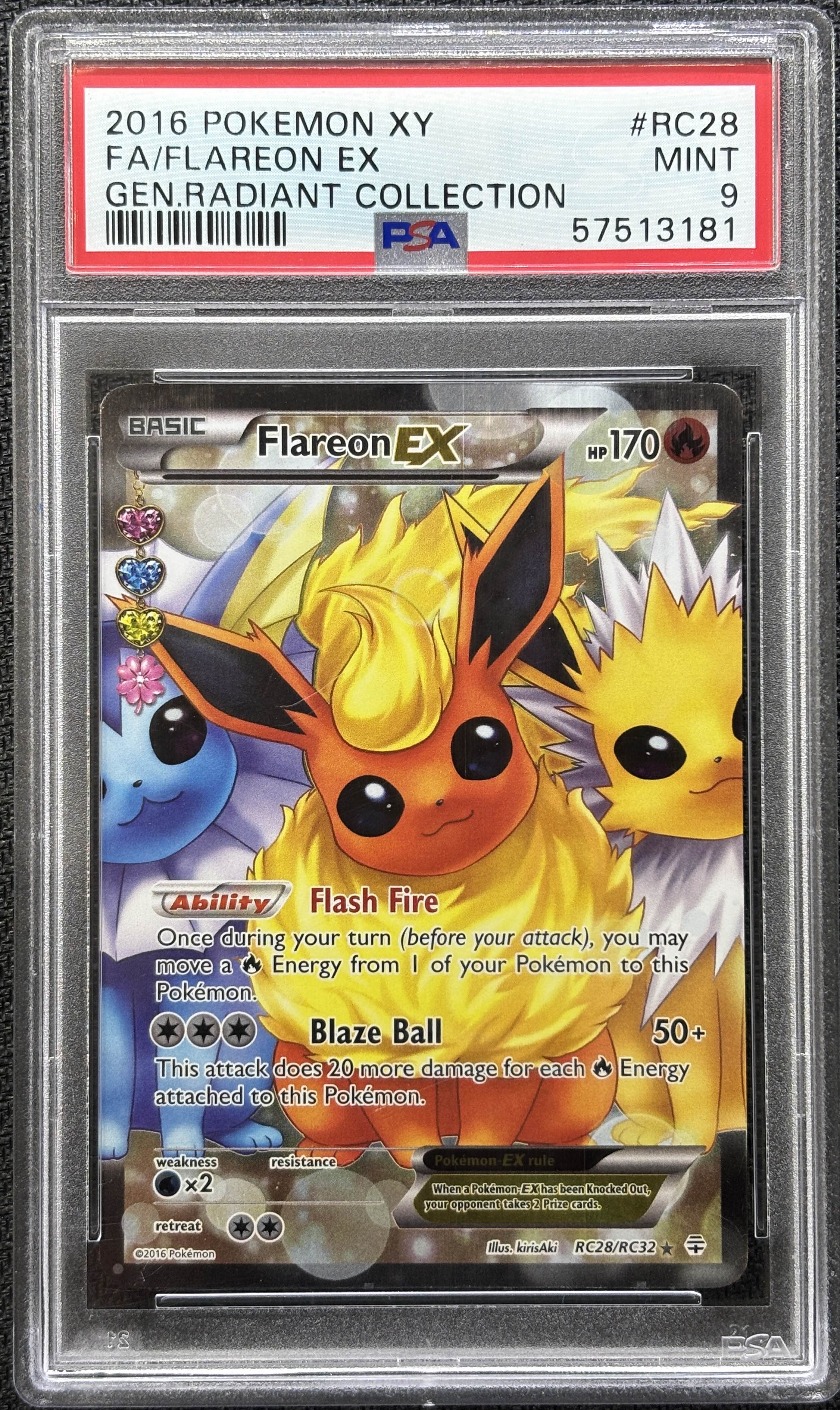 2016 POKEMON XY GENERATIONS RADIANT COLLECTION #RC28 FA/FLAREON EX COLLECTION PSA 9 - 181