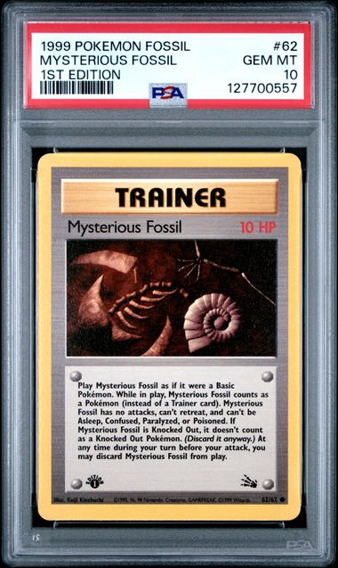 1999 POKEMON FOSSIL #62 MYSTERIOUS FOSSIL 1ST EDITION PSA 10 - 557