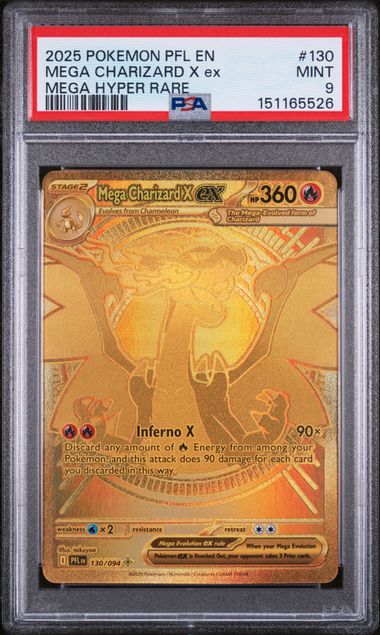 2025 POKEMON PFL EN-PHANTASMAL FLAMES #130 MEGA CHARIZARD X ex MEGA HYPER RARE 9 - 526
