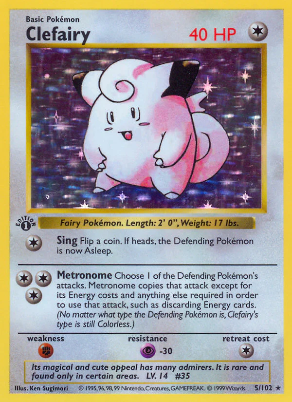 Clefairy (5/102) (Shadowless) [Base Set 1st Edition]