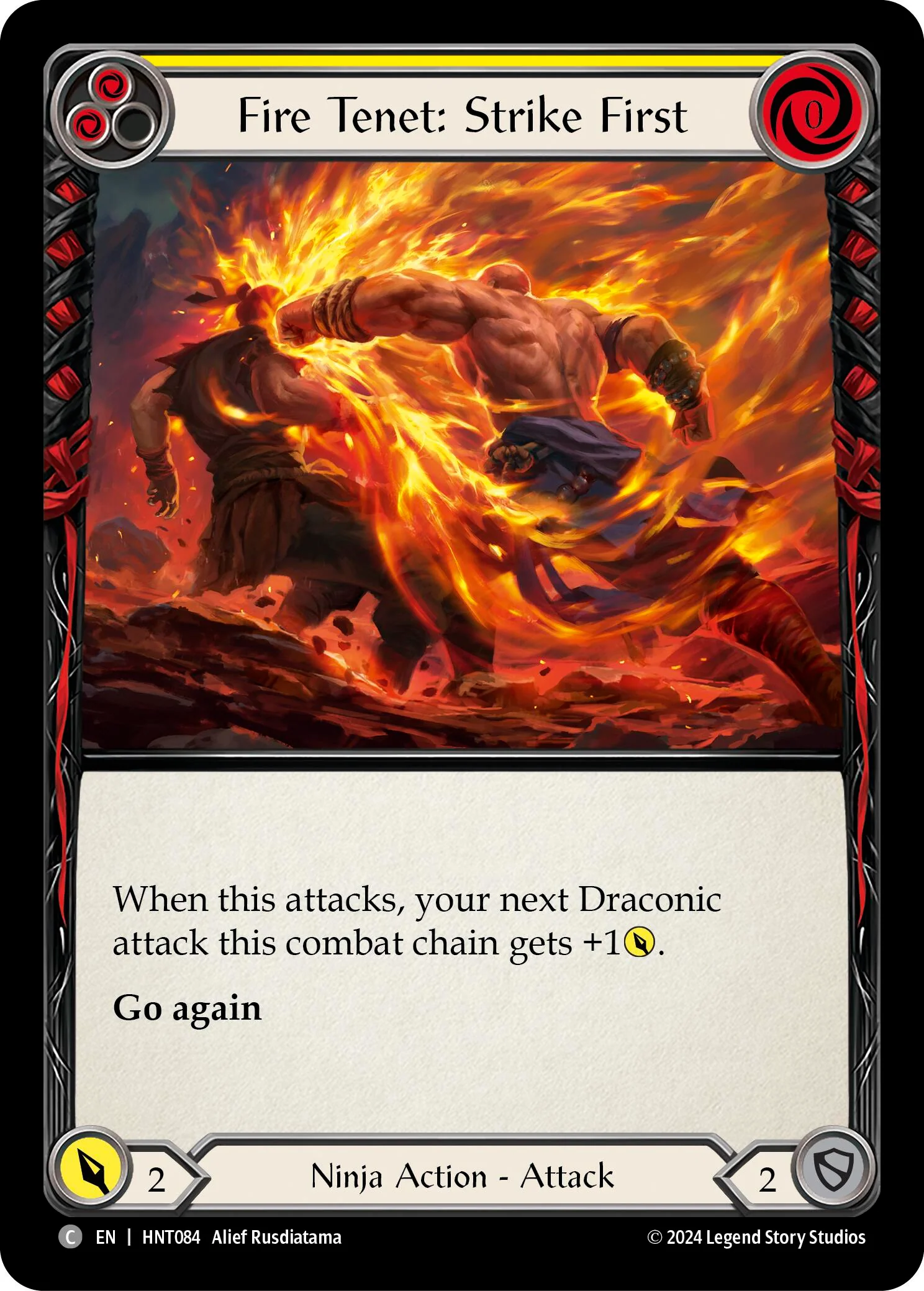 Fire Tenet: Strike First (Yellow) [HNT084] (The Hunted)  Rainbow Foil